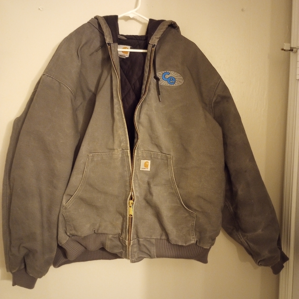 Carhartt Vintage Y2K Men's Hooded Canvas With Quilt Lined Jacket W/Logo